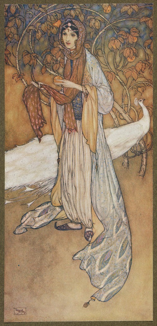 Drawing of Scheherazade, the heroine of Arabian Nights